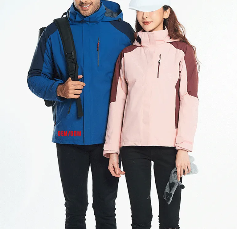 Kustom kualitas tinggi jaket berkerudung pria termal bulu domba setelan Ski luar ruangan jaket Hiking Pria Wanita mantel bernapas tahan air