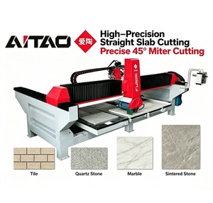เครื่องตัดหินอ่อน หินควอตซ์ และกระเบื้อง แบบอัตโนมัติ 5+2 แกน CNC พร้อมมอเตอร์ประหยัดพลังงาน ยี่ห้อ AITAO Machinery - Product Image 2