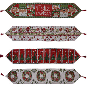 Dropshipping Shopify <b>Christmas</b> Knit Fabric <b>Table</b> Runner Creative Holiday Home Decor Santa <b>Tree</b> Wreath Design - Product Image 1