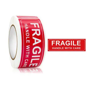 Wholesale price Label roll Custom Clear Printed Carton Shipping Packaging red Fragile Small Children Warning sticker