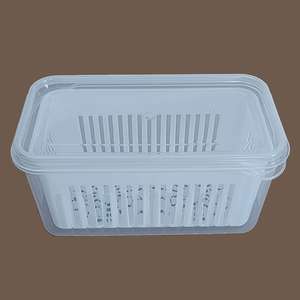 กล่องเก็บอาหารพลาสติกทรงสี่เหลี่ยม YHYP ใช้กับไมโครเวฟ ช่อง<span class=keywords><strong>แช่</strong></span>แข็ง และเครื่องล้างจานได้ พับเก็บได้ สำหรับเก็บอาหาร ผลไม้ ผัก พร้อมตะแกรงล้าง - Product Image 2