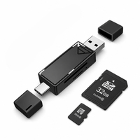 Lecteur de cartes SD TF USB-A Type-C double connecteur, plug and play, lecteur de cartes mémoire 2 To, adaptateur OTG pour téléphone portable, Mac, PC