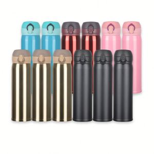Nouvelle bouteille d'eau sportive isolée sous vide à double paroi en acier inoxydable 304 avec couvercle à clapet et paille, 500 ml, pour la randonnée - Product Image 5