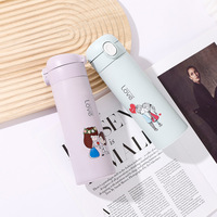 Gobelet à eau en verre pour étudiants à paroi simple isolé avec couvercle pop-up anti-fuite, isolation thermique, portable, pratique pour les filles sportives