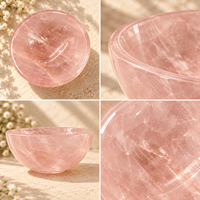 Bol en cristal de quartz rose poli, plat à bibelots en pierre rose, bol décoratif en pierre précieuse pour bijoux, décoration intérieure et cadeaux