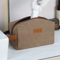 Sac de rangement pour maquillage de beauté en gros, grande capacité, trousse de toilette de voyage pour hommes, pochette zippée en toile, sac cosmétique personnalisé avec logo