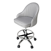 Tabouret de bar de luxe en similicuir, réglable en hauteur, pivotant, avec roulettes et accoudoirs, pour café et salon de beauté