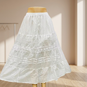 Jupes décontractées pour femmes Banita Drishya, design tendance, mode unique, broderie ethnique occidentale, taille élastique, 100% coton - Product Image 3