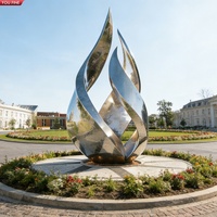 YOUFINE Statue torche en acier inoxydable poli miroir sur mesure, décoration paysagère contemporaine