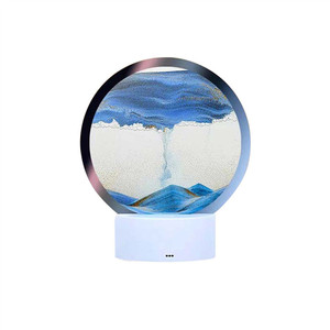Sanat el sanatları ev dekorasyon kum saati masa ışığı 3d hareketli kum sanatı yuvarlak cam masa lambası yuvarlak cam 3d derin deniz - Product Image 3
