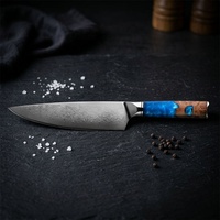 Ensemble de 7 couteaux de chef Santoku, lames en acier Damas, poignées écologiques ambidextres, finition brossée moderne