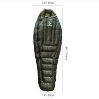 Sac de couchage pour adultes en duvet d'oie blanc à 90 % - Extérieur et camping, ultraléger, chaud, hiver, portable, compact, voyage