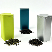 Boîtes à thé carrées imprimées en gros, pots de rangement métalliques pour matcha, café, bonbons, épices, biscuits, emballage cadeau