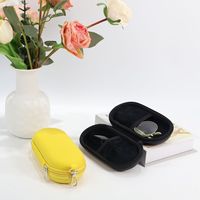 Étui à lunettes double suspendu en cuir PU avec fermeture éclair et mousqueton, boîte de rangement jaune pour lunettes de vue et de soleil, idéal pour les voyages