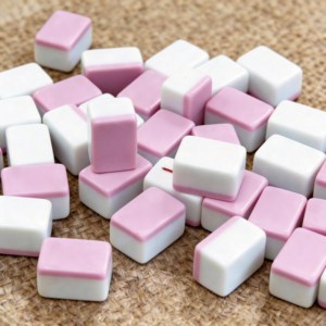 Ensemble de Mahjong miniature en mélamine personnalisé, ensemble de Mahjong de voyage en plein air, ensemble de Mahjong miniature avec chat de dessin animé, ensemble de Mahjong rose mignon - Product Image 1