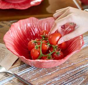 Juego <span class=keywords><strong>de</strong></span> Vajilla <span class=keywords><strong>de</strong></span> Cerámica con Diseño Floral, Plato <span class=keywords><strong>de</strong></span> Postre <span class=keywords><strong>de</strong></span> Cerámica con Flores Rojas, Plato Sencillo para <span class=keywords><strong>la</strong></span> <span class=keywords><strong>Cena</strong></span> - Product Image 2