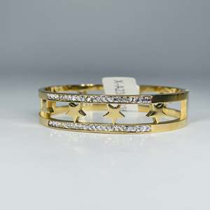 Fashion Bangle 316L Stainless Steel PVD Gold Plating Star Design <b>Crystal</b> Inlay <b>Bracelet</b> - Product Image 1
