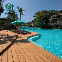 Planches de terrasse solides en WPC foncé 25MPa, antidérapantes, imperméables, ignifuges B1, à emboîtement pour jardin, parc, cour