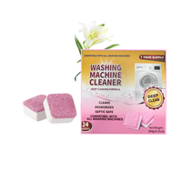24 pièces de nettoyant pour lave-linge en forme solide, nettoyant effervescent pour le calcaire rose, nettoyant pour tambour