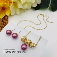 Ensemble de bijoux hawaïens, motif de coquille rose, clous d'oreilles, ensembles de colliers, vente en gros, perles d'ormeau colorées, bijoux samoans
