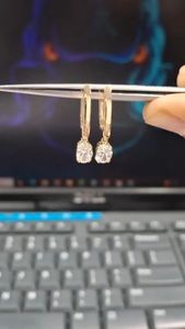 Pendientes de Diamantes Cultivados en Laboratorio, Ovalados, Chapados en Oro Amarillo de 14K, Elegantes, para Novia, Boda, Joyería Fina, Regalo de Aniversario para Ella - Product Image 2