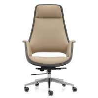 Chaise de bureau lounge ergonomique et pivotante moderne Fauteuil de loisirs en cuir véritable Siège de conférence à jambe Mobilier de bureau en aluminium