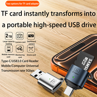 Mini Lector de Tarjetas TF USB 3.0 de Aluminio, Adaptador OTG, Lector SD de 5 Gbps, Compatible con 2 TB para Teléfono, Laptop, Cámara de Coche, Dron