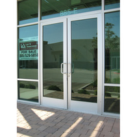 Porte de sortie battante double vitrage en aluminium avec barre anti-panique, matériel de sécurité, porte d'évacuation commerciale d'urgence pour hall de bureau