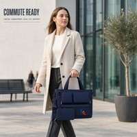 Sac fourre-tout pour ordinateur portable en nylon 600D à 6 poches, avec logo personnalisé, organisateur de bureau pour enseignant, sac à bandoulière avec pochette détachable, OEM ODM