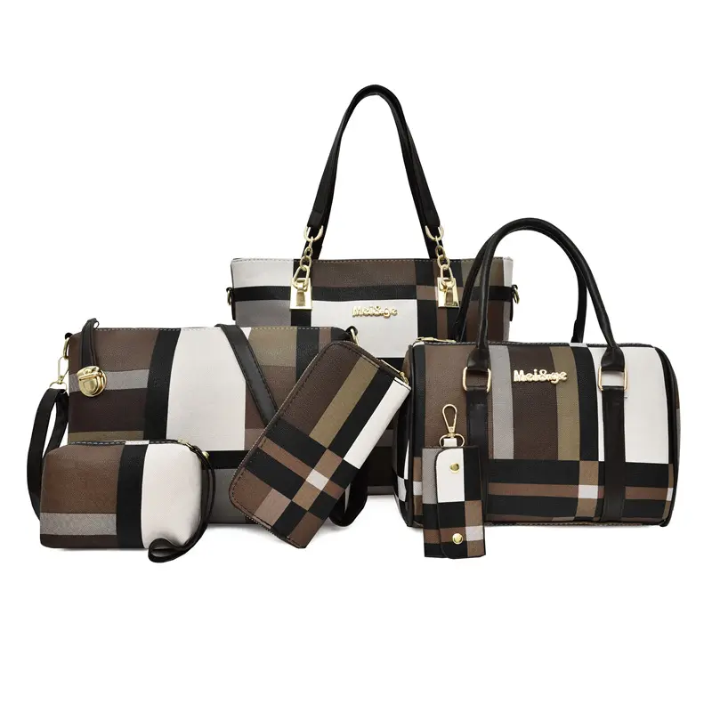 Hot Selling Luxury Women, Bag Handbags PU Leather Handbag Lady 6 Pieces One Set Shoulder Bags Designer Tote Bag/