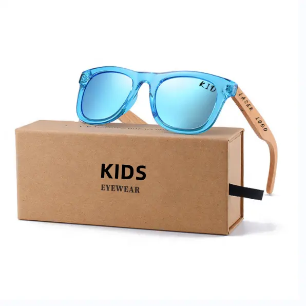 Großhandel Holz Bambus Kinder Kinder Polarisiert Anti-UV mit Gravur Marke Logo Print Holz Sonnenbrille polarisiert Für Mädchen Jungen