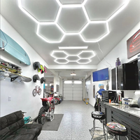 Plafonnier LED hexagonal à 5 grilles pour garage, lavage de voitures, salon automobile - 5 hexagones pour plafond de garage