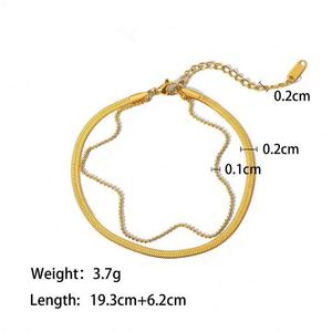 Chevillère de luxe légère avec découpe en forme de goutte d'eau, chaîne ajourée couleur émeraude, élégante, plaquée or 18K - Product Image 6