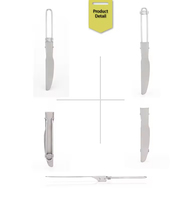 Couteau pliant utilitaire de camping en titane gris argenté, léger, durable, moderne, pour la vaisselle de plein air, logo personnalisable, sablé