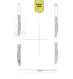 Couteau pliant utilitaire de camping en titane gris argenté, léger, durable, moderne, pour la vaisselle de plein air, logo personnalisable, sablé - Product Image 4