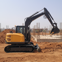 Excavatrice sur chenilles hydraulique JIAHE de 6,5 tonnes, moteur KOBOTA EPA, cabine fermée, pompe à moteur haute efficacité, travaux de terrassement agricole et de jardinage