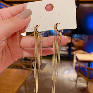 Pendientes de mujer con aguja de plata S925, pendientes elegantes de borla larga, pendientes minimalistas y elegantes para enhebrar las orejas - Product Image 2