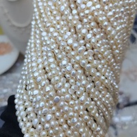 Perles d'eau douce irrégulières de qualité AAA de 5-6 mm, blanches, naturelles, baroques, en vrac, avec trou percé droit