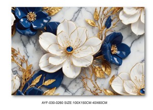<span class=keywords><strong>Arte</strong></span> Murale in Acrilico Riflettente Blu Oro con Cornice Posteriore in Alluminio, Decorazione Casa di Alta Qualità Effetto Marmo - Product Image 2