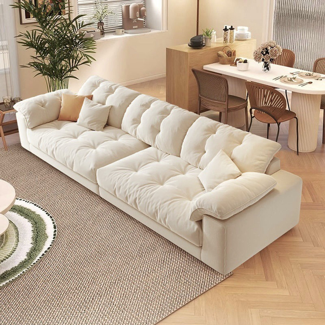 Large Square Modular Sofa with Soft Fabric White Modern Design for Living Room Decoration