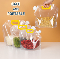 Pochette Doypack alimentaire réutilisable avec bec verseur, robuste, transparente en PET/Nylon/LDPE, 5L, avec poignée solide pour l'emballage d'eau