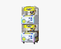 Distributeur automatique de capsules à double compartiment 2 niveaux avec bande lumineuse RGB, vitrine transparente et cadre néon pour centre commercial et salle de jeux, vente en gros, fourniture directe usine