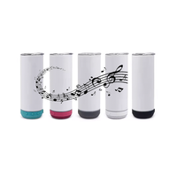 20oz En Acier Inoxydable Droite Sublimation Blancs dent Bleue Haut-Parleur Gobelet Sublimation Musique Tasse Avec Couvercles