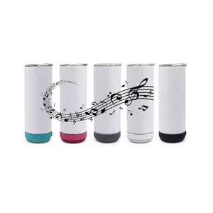 20oz thép không gỉ thẳng thăng hoa khoảng trống màu xanh răng Loa Tumbler thăng hoa âm nhạc cup với nắp đậy