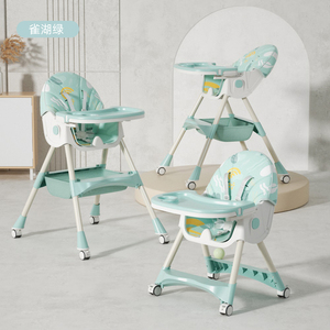 Modern 3 in 1 Baby High Chair Foldable <b>Plastic</b> PP Swing Dining Chair <b>Folding</b> Children's Feeding High Chair for Bedroom Hotel Use - Product Image 2