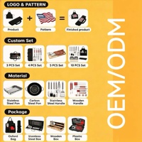 Ensemble d'outils de barbecue Teppanyaki avec logo personnalisé, en acier inoxydable et PP, manches longs et courts, portable, robuste, pour l'extérieur, OEM ODM, marque privée