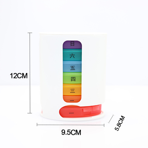 Pill Case Cylindrical Plastic 7/28 Day Pill Box Portable White And Rainbow 2 Times Daily Medicine Case Pill Organizer Weekly Low MOQ