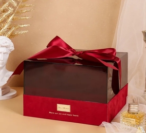 Caja de regalo de mano cuadrada, caja de regalo de lazo transparente, caja de Navidad acrílica, recuerdos de boda, galleta, Muffin, cinta, caja de cartón - Product Image 1