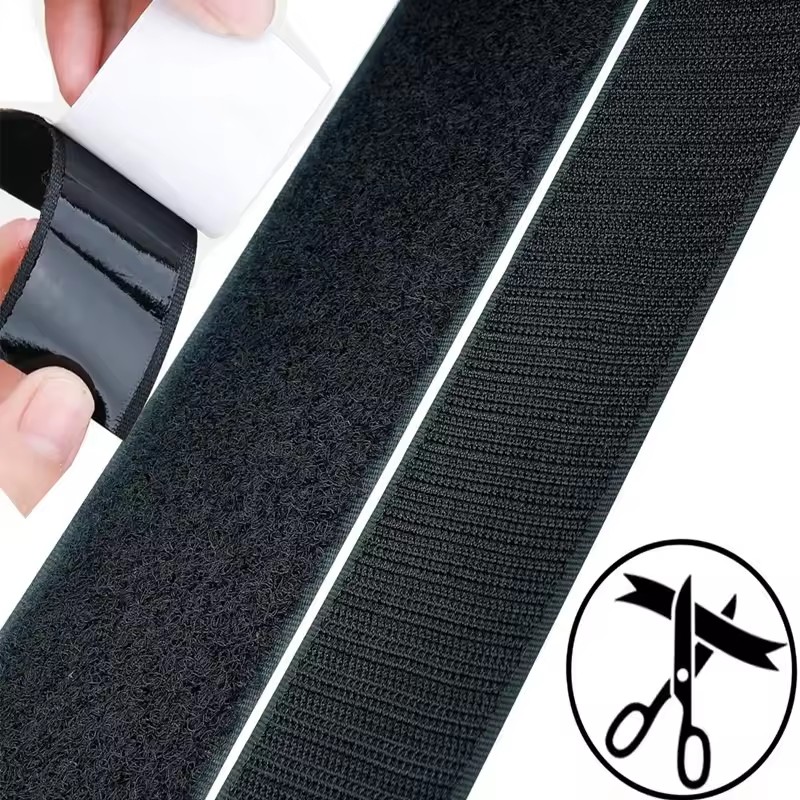 Factory Wholesale Self-Adhesive Strong Adhesive Hook Loop Tape 10-150mm Sizes 25m Roll Custom Logo for DIY Projects