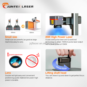 Junfei tự động tập trung sợi <span class=keywords><strong>Laser</strong></span> đánh dấu Máy khắc cho kim loại <span class=keywords><strong>3D</strong></span> 20W 30W 50W xoay kính khắc máy khắc - Product Image 3